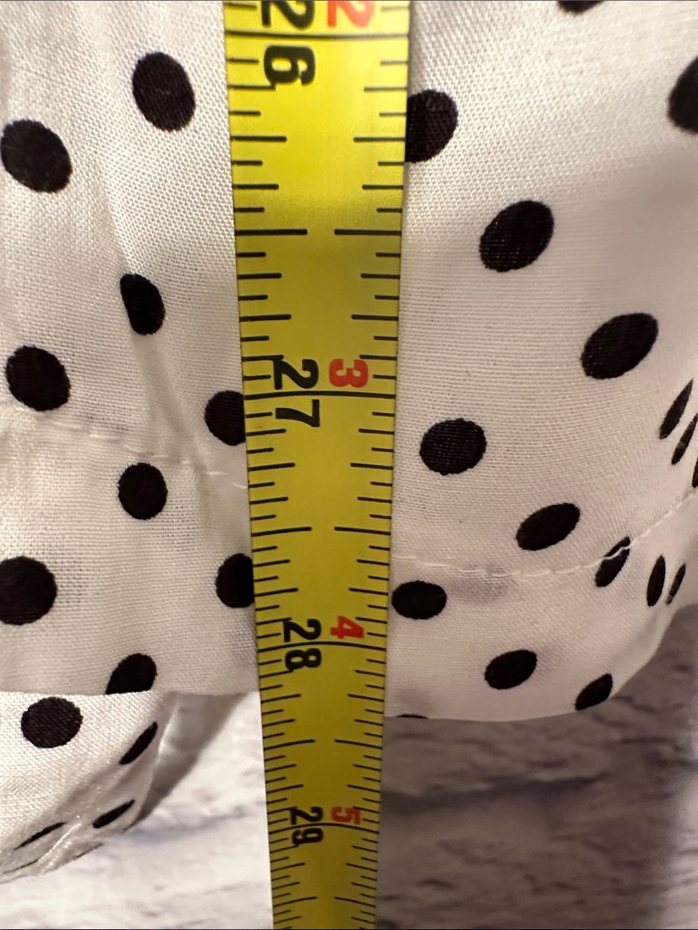 Polka Dot V-Neck Short Sleeve Romper with Black Waistband - White/Black - Picture 10 of 14